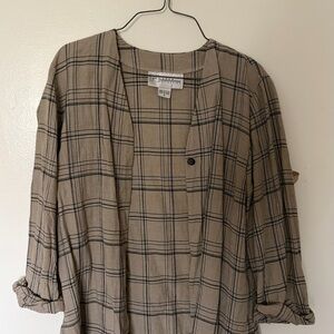 Nygard Collection 90s Vintage Retro Plaid Shacket Linen Blend Sz 8 Overshirt